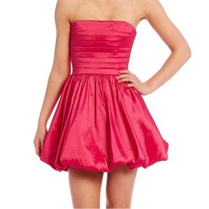 strapless pink mini dress
